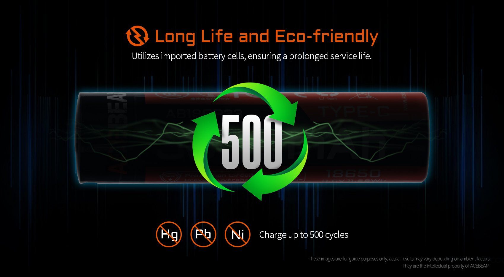 500 cycles long life battery