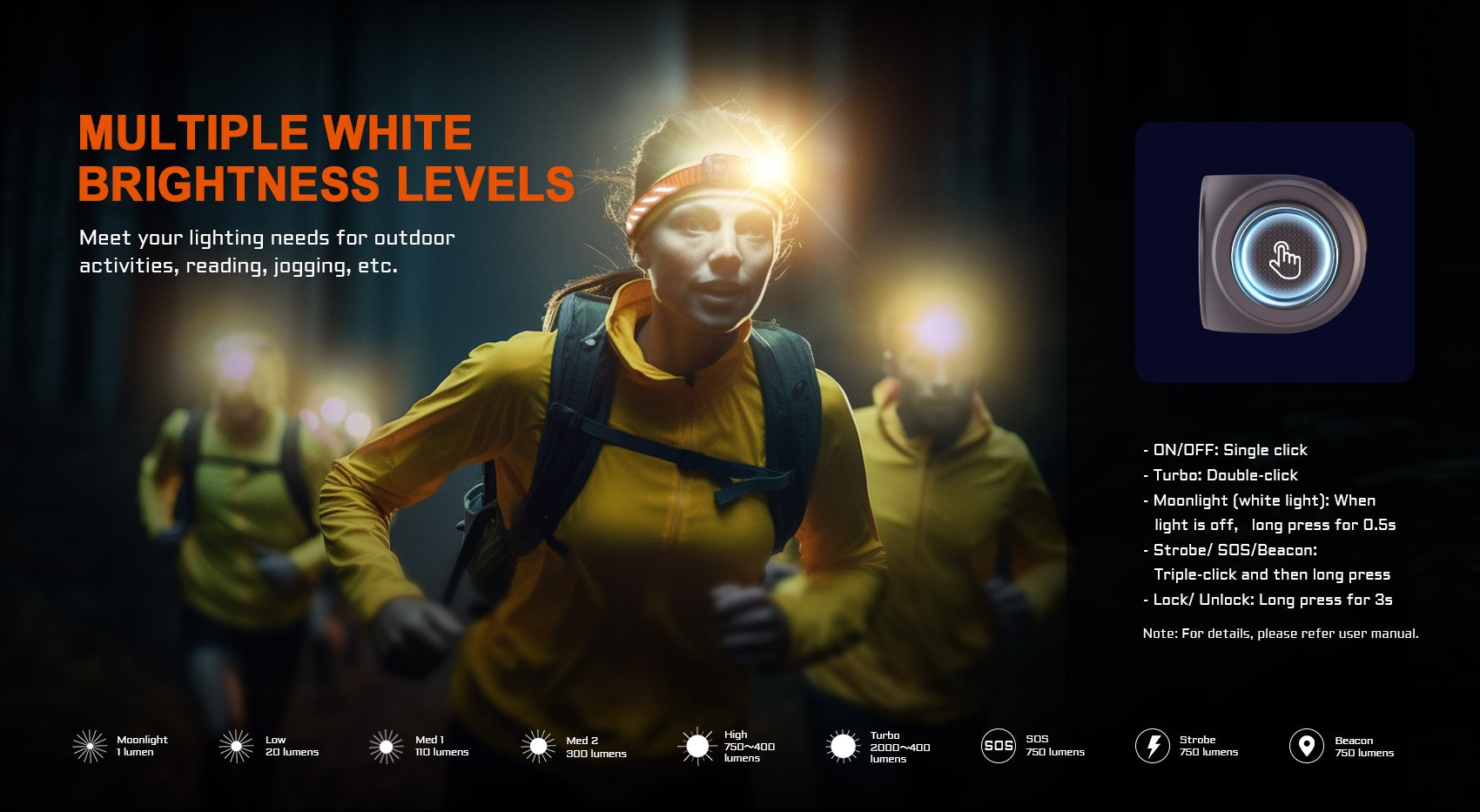 reading, jogging light