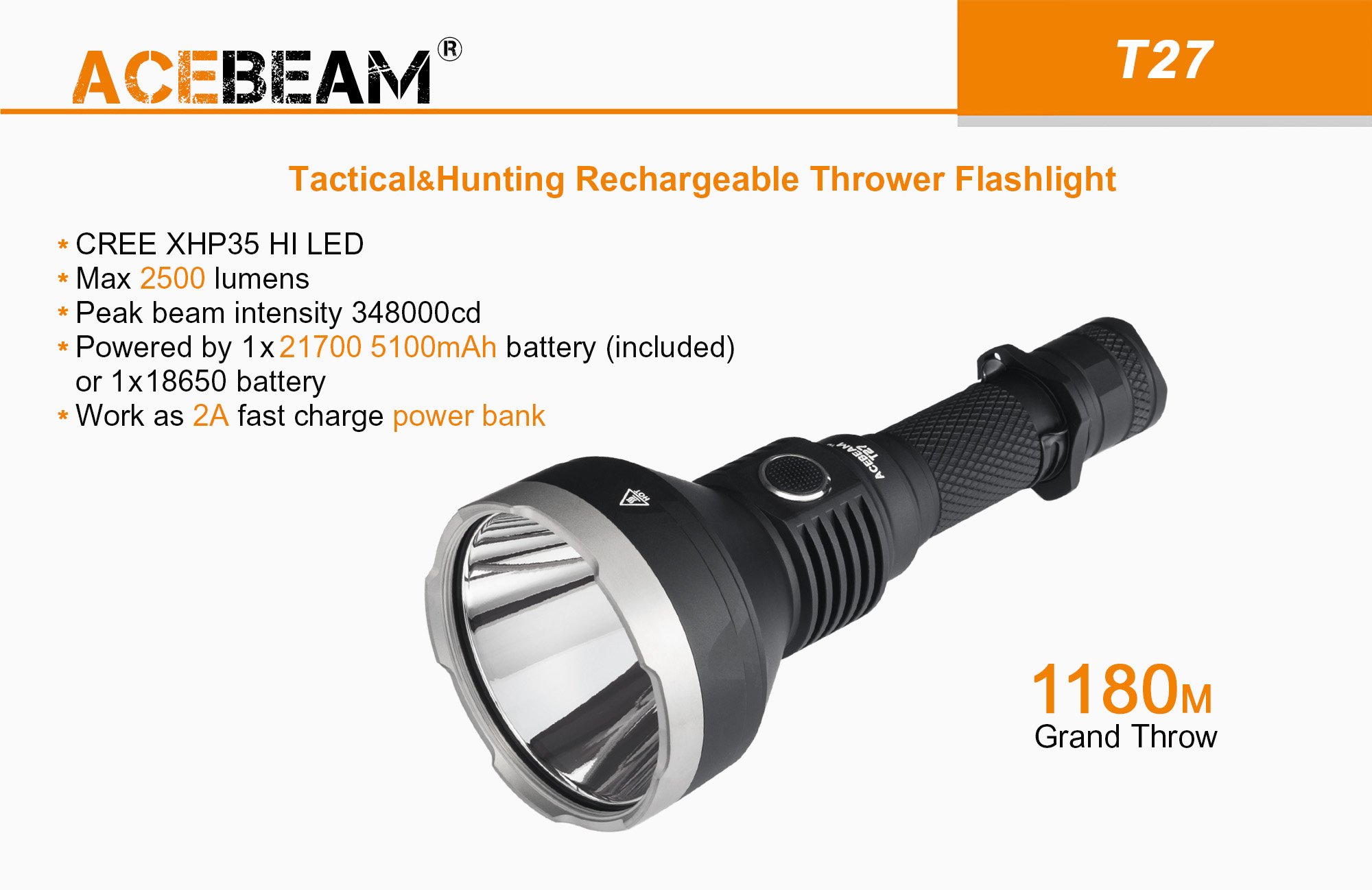 Acebeam T27 Tactical Flashlight|AceBeam® Official Store 