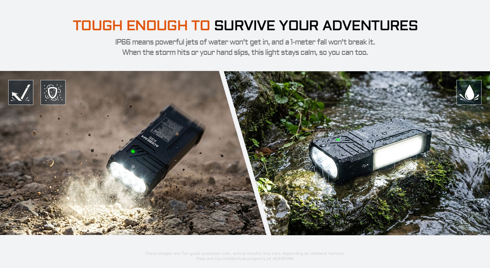 X35 Multi-Light Powerful Searching Flashlight output mode detail highlighting 120 lumen output