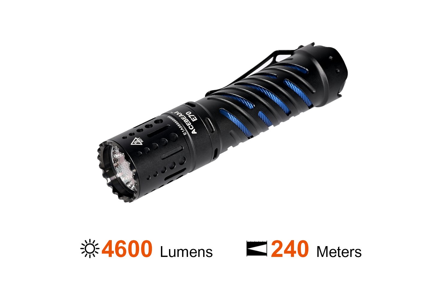 Acebeam E70 Titanio 5000K LED Linterna 4000 Lumen con 21700 Batería incluida 