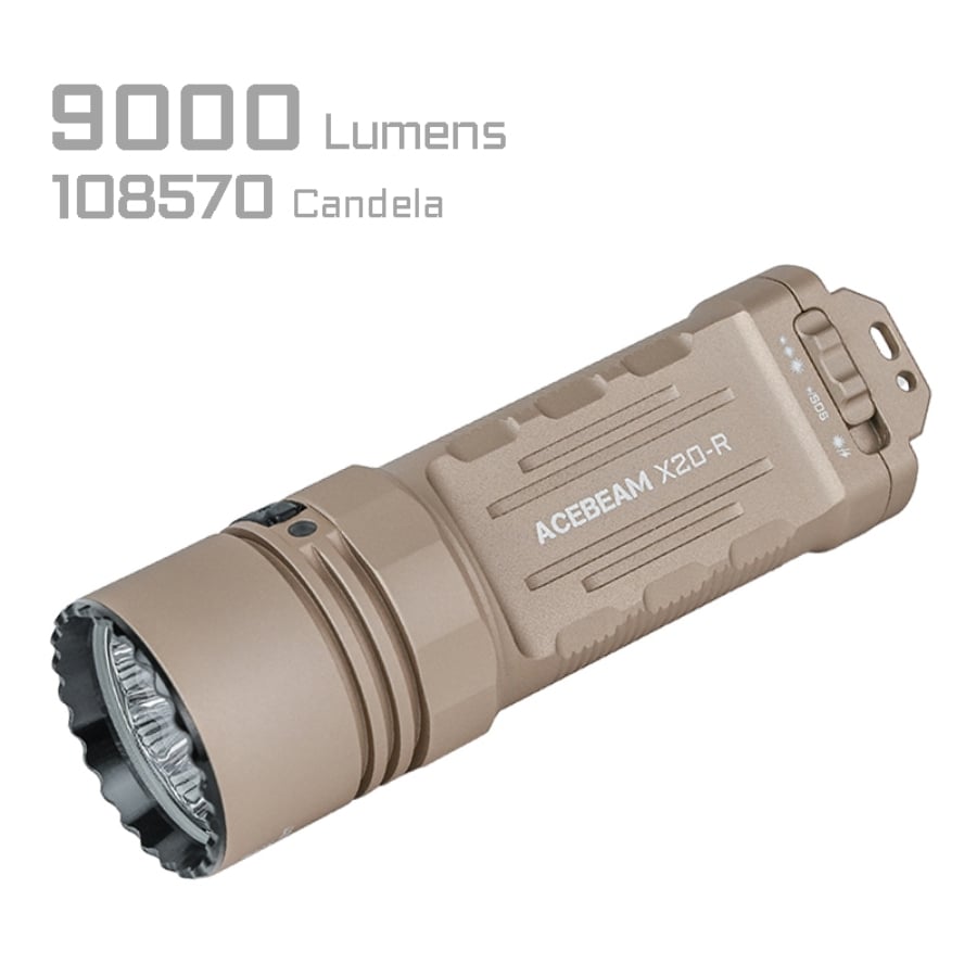 ACEBEAM X20-R High Output Tactical Flashlight with Three Modes - Tactical Flashlight