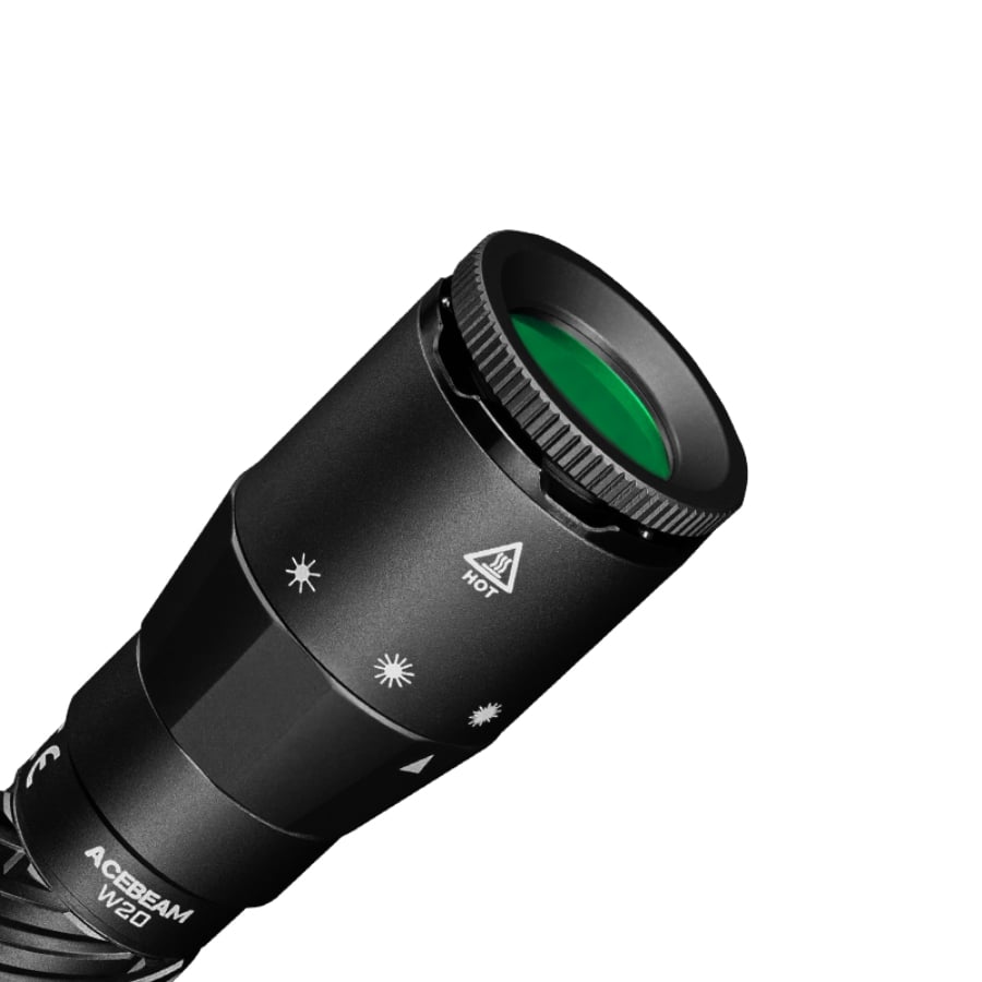 ACEBEAM W20 LEP Flashlight with Wide Angle Spill - Optional Green Filter