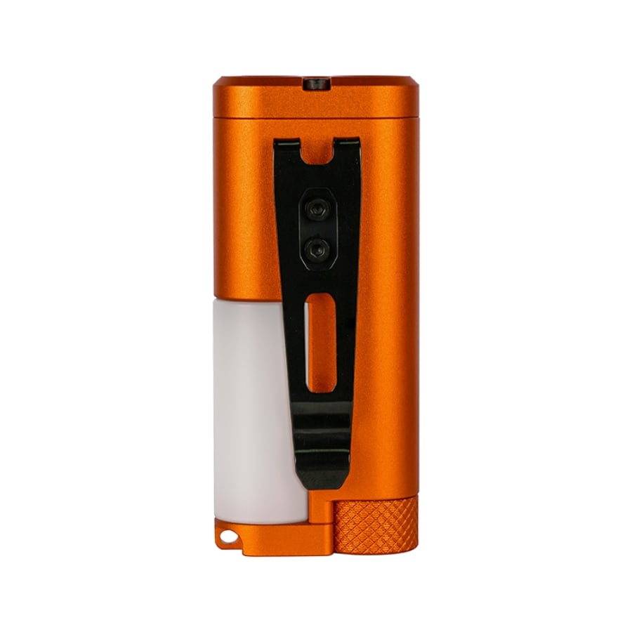 Acebeam UC3A orange compact flashlight showcasing the pocket clip design