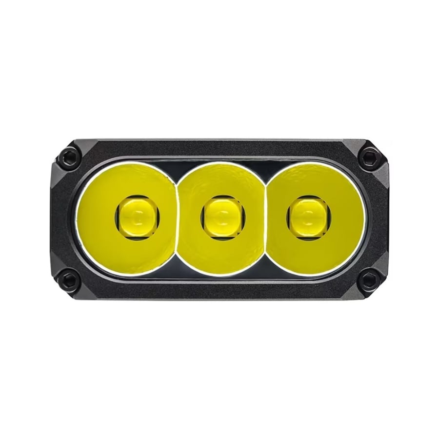 Front optic bezel of Acebeam X35 with triple Cree XHP70.2 LED emitters
