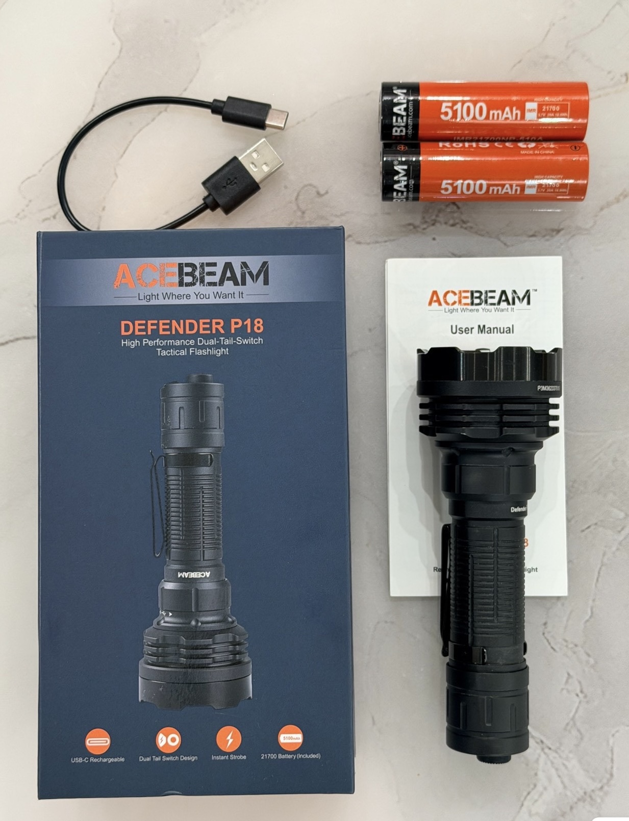 ACEBEAM P18 Quad-Core Tactical Flashlight $129.90