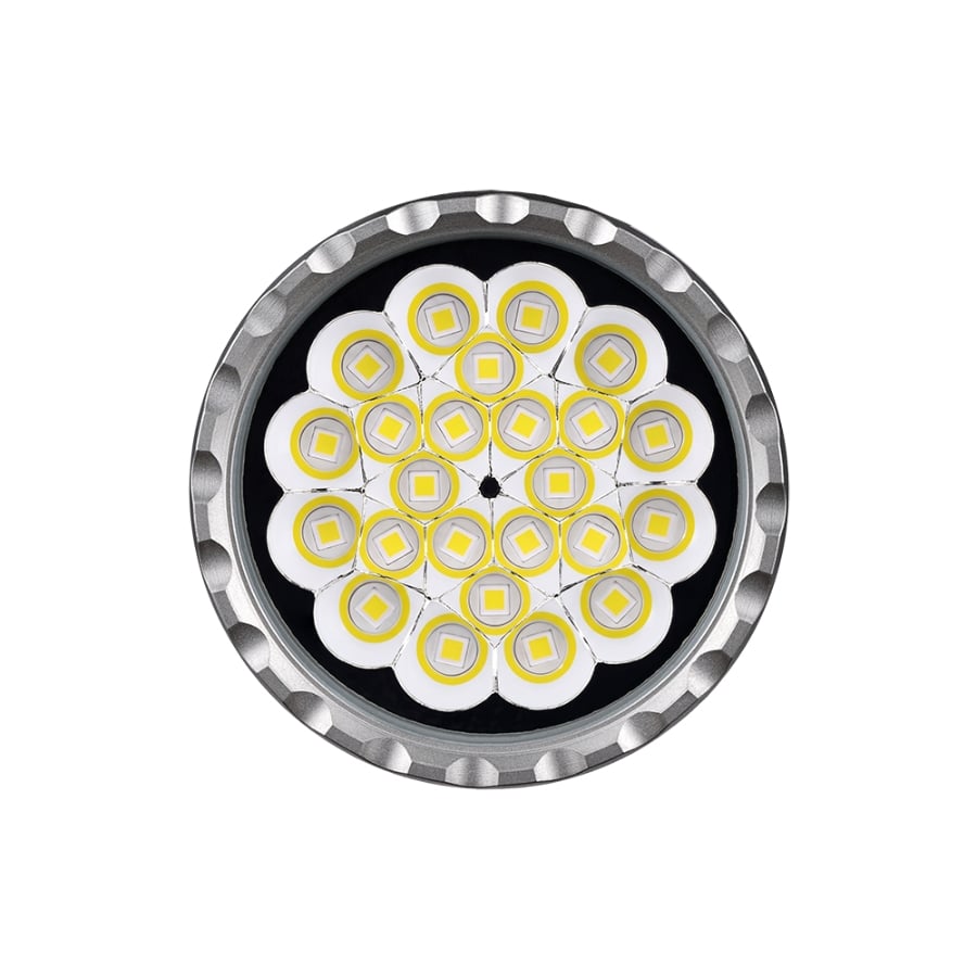 Acebeam X80GT 3 flashlight head close-up showing 24 high-intensity 6000K white LEDs