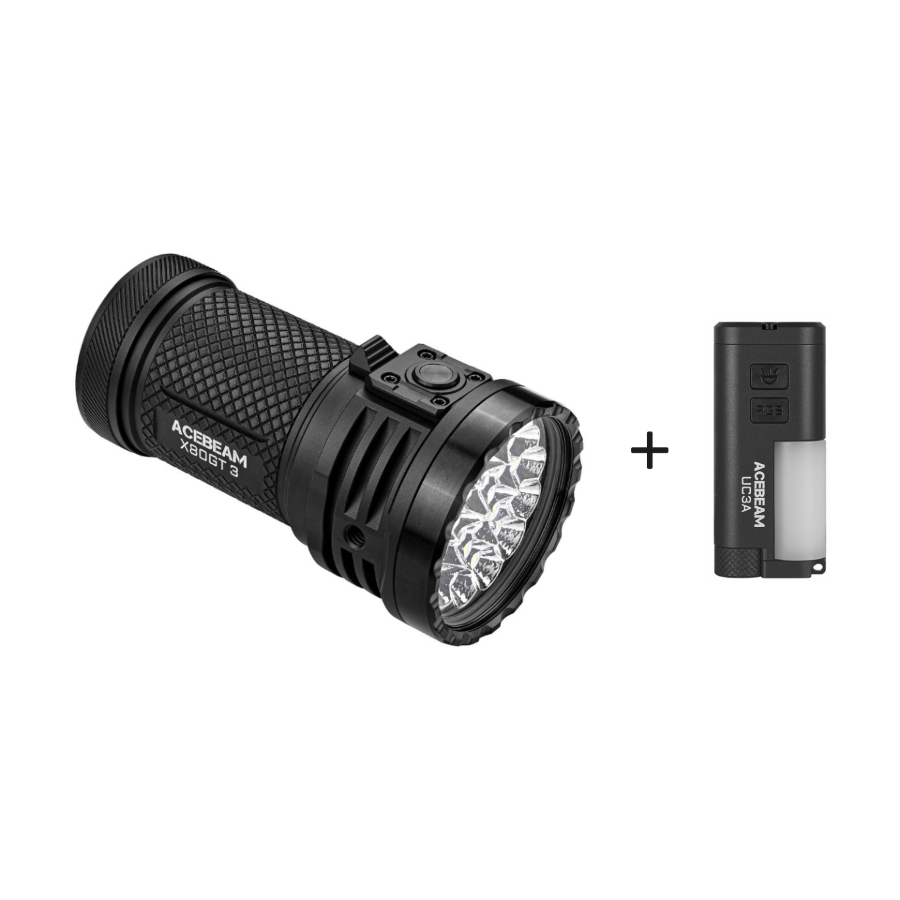 Acebeam X80GT 3 Exploration Flashlight Caving Kit with Black UC3A Side Light
