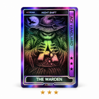 ACEBEAM ACEBEAM UC25 Night Shift Halloween Limited Collector's Set - ACE Vanguard The Warden Halloween collector card variant, stitched scarecrow face with full moon and crow in holographic border